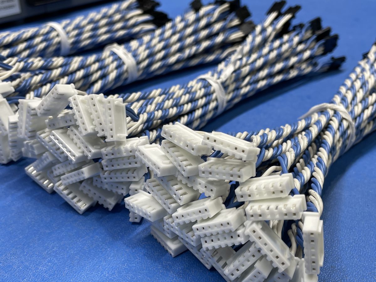Several blue cables gathered together