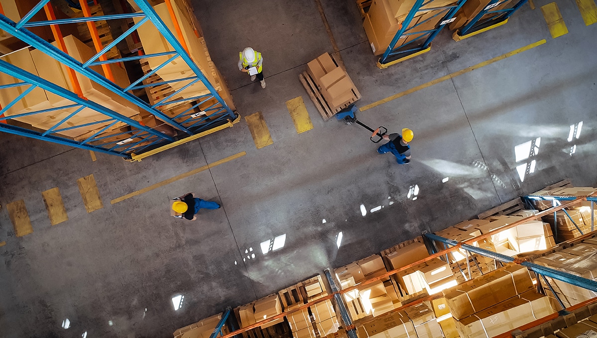 View of warehouse from above